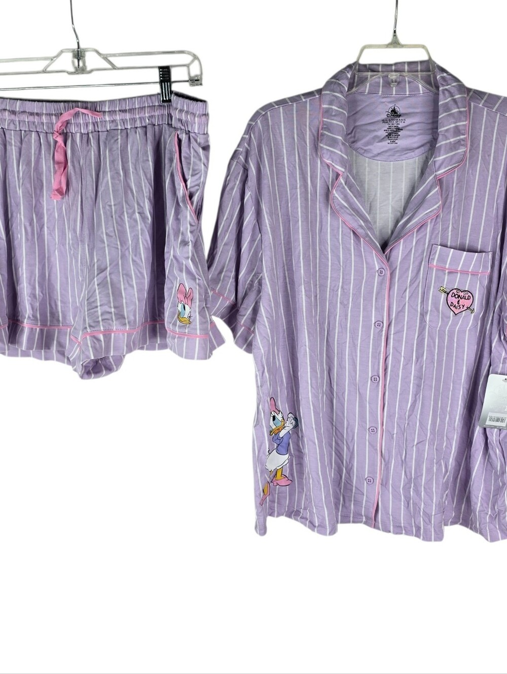 Disney Daisy Duck Womens XL Purple Valentines Short Sleep Pajama Set